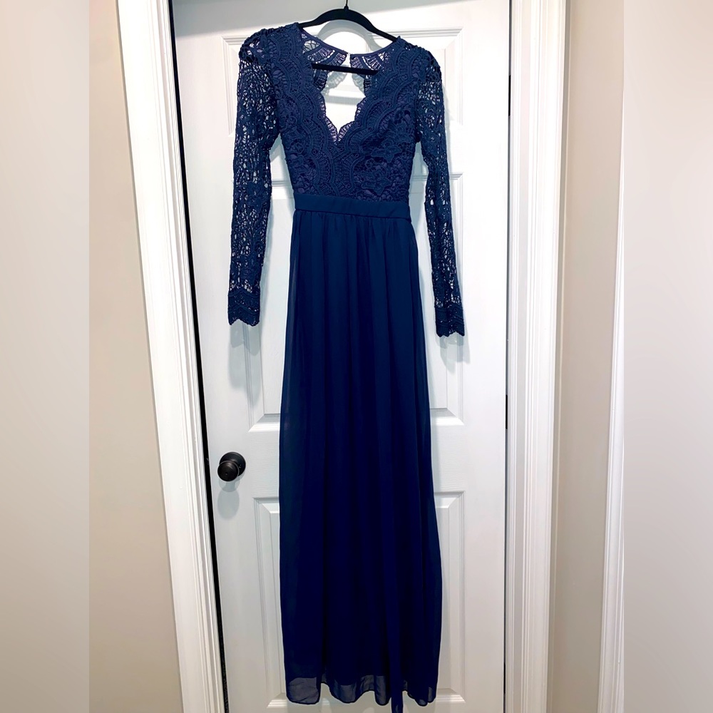 Lulus Navy Lace Long Sleeve Dress Size Small